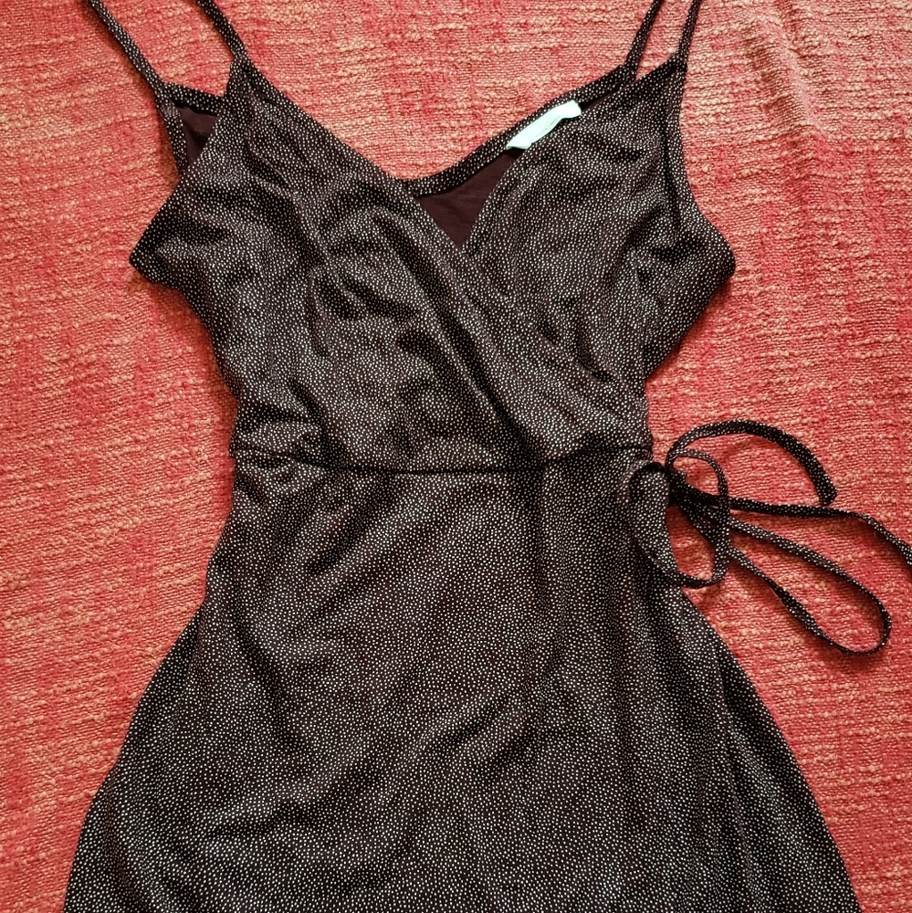Maroon H&M Polka Dot Wrap Dress
